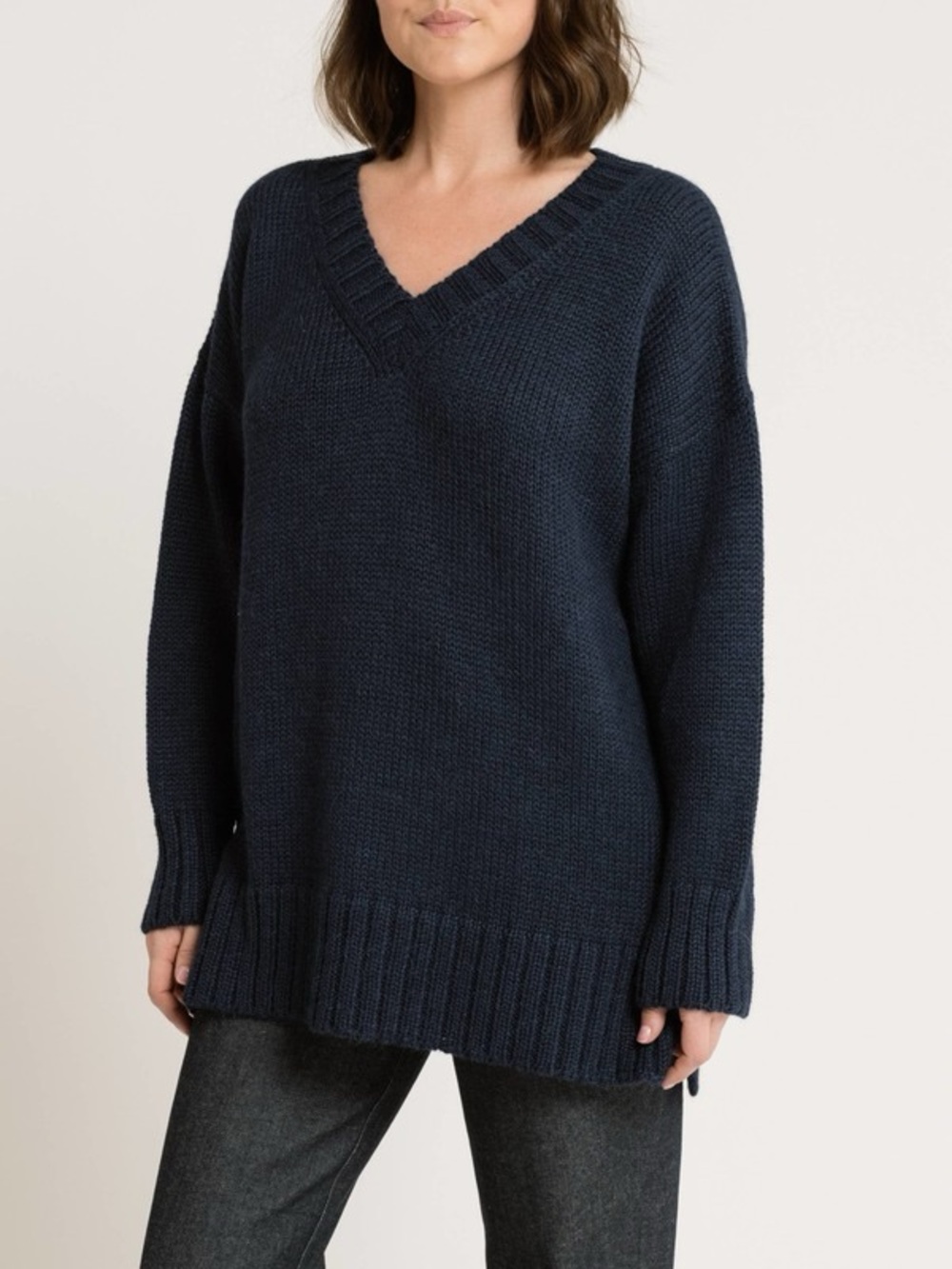 Laude the Label Oversized V-Neck Sweater — Black; 100% Baby Alpaca
